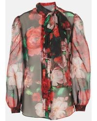 Dolce & Gabbana - Blusa De Organza De Seda Floral - Lyst