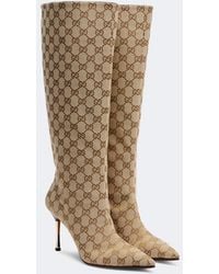 Gucci - Bombshell Gg Canvas Knee-High Boots - Lyst
