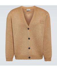 Miu Miu - Logo Wool-Blend Cardigan - Lyst