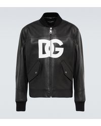 Dolce & Gabbana Chaqueta bomber DG de piel - Negro