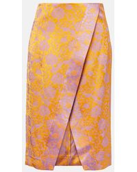 Dries Van Noten - Falda Midi En Jacquard De Saten - Lyst