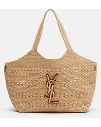 Saint Laurent - Icare Medium Raffia Shopper - Lyst