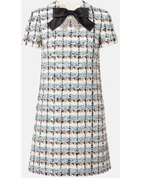 Valentino - Embellished Checked Tweed Minidress - Lyst