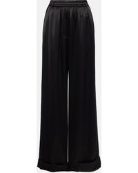 Dolce & Gabbana - High-rise Silk-blend Wide-leg Pants - Lyst