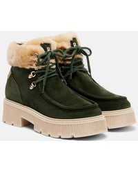 Bogner - Turin Shearling-Trimmed Suede Lace-Up Boots - Lyst