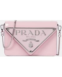 Prada - Logo Leather Shoulder Bag - Lyst