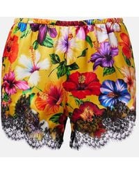 Dolce & Gabbana - Floral Lace-Trimmed Silk-Blend Shorts - Lyst
