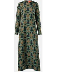 La DoubleJ - Swing Printed Silk Twill Midi Dress - Lyst