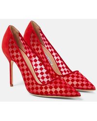 Manolo Blahnik - Bbla 105 Checked Leather-trimmed Pumps - Lyst