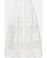 Elie Saab - Organza-Trimmed Cotton Midi Skirt - Lyst
