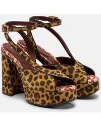 Etro - 120 Leopard-Print Canvas Platform Sandals - Lyst