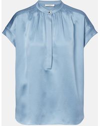 Vince - Gathered Silk Satin Blouse - Lyst