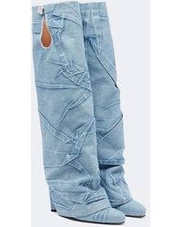 The Attico - Leon Denim Knee-High Boots - Lyst