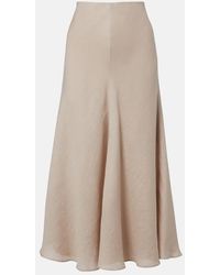 Brunello Cucinelli - Linen Midi Skirt - Lyst