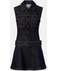 Self-Portrait - Vestido Corto De Denim Con Cinturon - Lyst