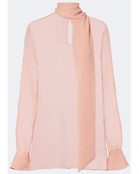 Valentino - Tie-Neck Silk Georgette Blouse - Lyst