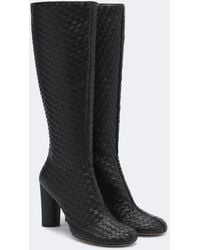 Bottega Veneta - Cherry Intrecciato Leather Knee-High Boots - Lyst