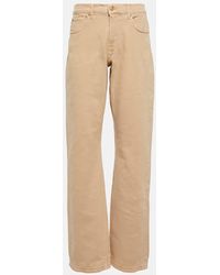 7 For All Mankind - High-Rise Cotton Trousers Tess - Lyst