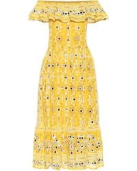 Juliet Dunn Exklusiv bei Mytheresa – Verziertes Kleid aus Baumwolle - Gelb