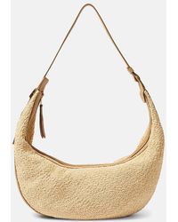 KHAITE - Augustina Suede-Trimmed Raffia Shoulder Bag - Lyst