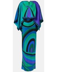 PUCCI - Layered Printed Silk-Twill Maxi Dress - Lyst