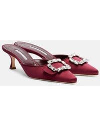 Manolo Blahnik - Mules Mayjou 50 Aus Satin Mit Kristallen - Lyst