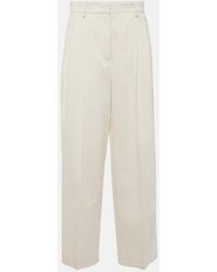TOTEME - High-Rise Silk And Cotton Wide-Leg Pants - Lyst