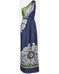La DoubleJ - Roy Floral One-Shoulder Silk Maxi Dress - Lyst