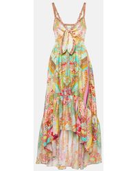 Camilla - Printed Ruffled Silk Midi Dress - Lyst