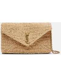 Saint Laurent - Tasche Cassandre Mini Aus Raffiabast - Lyst