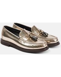 Brunello Cucinelli - Metallic Leather Penny Loafers - Lyst