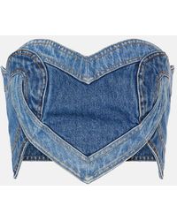 Area - Strapless Denim Top - Lyst