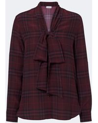 Burberry - Rhiannon Check Silk Blouse - Lyst