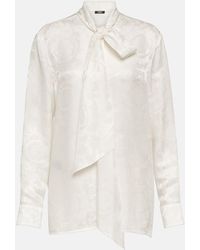 Versace - Barocco Silk-trimmed Jacquard Blouse - Lyst
