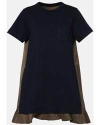 Sacai - Vestido Corto De Jersey Y Sarga De Algodon - Lyst