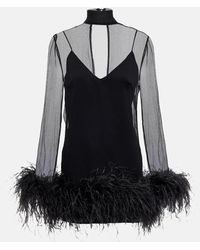 ‎Taller Marmo - Minikleid Aus Seide Mit Federn - Lyst