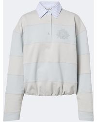 Acne Studios - Striped Cotton Fleece Polo Sweatshirt - Lyst
