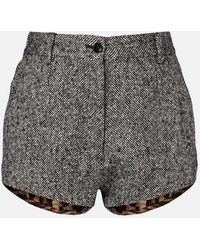 Dolce & Gabbana - High-Rise Wool And Cotton-Blend Shorts - Lyst