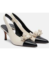 Chloé - Alba 75 Bow-Detail Leather Slingback Pumps - Lyst
