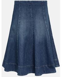 KHAITE - Lennox Denim Midi Skirt - Lyst