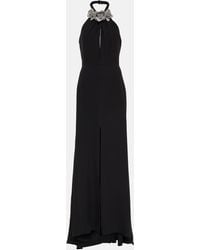 Valentino - Floral-applique Cutout Front-slit Gown - Lyst
