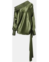 Dries Van Noten - Asymmetric Draped Silk-Blend Satin Top - Lyst