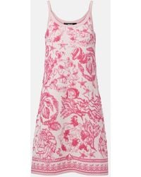 Versace - Vestido Corto Underwater Barocco De Felpa En Jacquard - Lyst