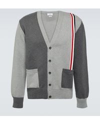Thom Browne - Rwb Stripe Colorblocked Cotton Cardigan - Lyst