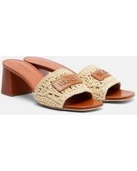Versace - Logo Raffia And Leather Mules - Lyst