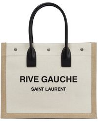 Saint Laurent Rive Gauche Canvas Tote - White