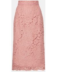 Dolce & Gabbana - Lace Midi Skirt - Lyst