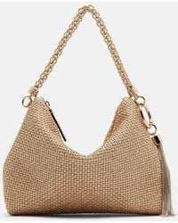 Jimmy Choo - Callie Medium Raffia-Effect Shoulder Bag - Lyst