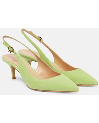 Gianvito Rossi - Ribbon 55 Suede Slingback Pumps - Lyst