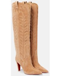 Christian Louboutin - Santia Botta 85 Suede Knee-High Boots - Lyst